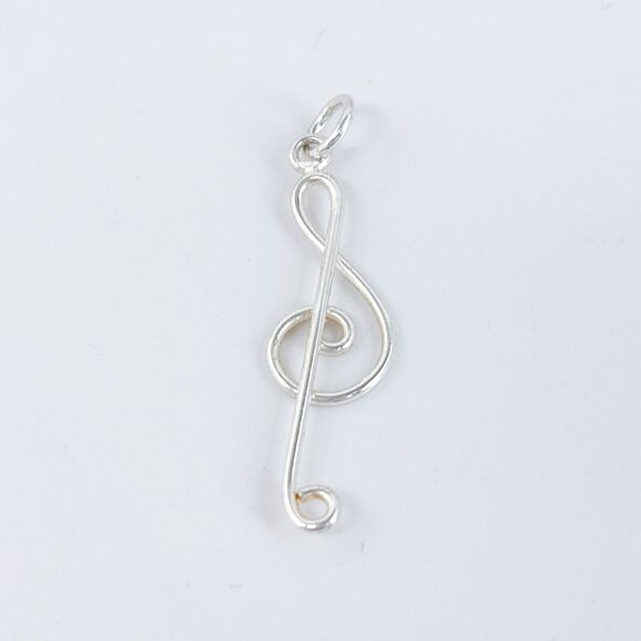 Vintage Sterling Silver 925 Treble Clef Music Note Pendant - Picture 4 of 6